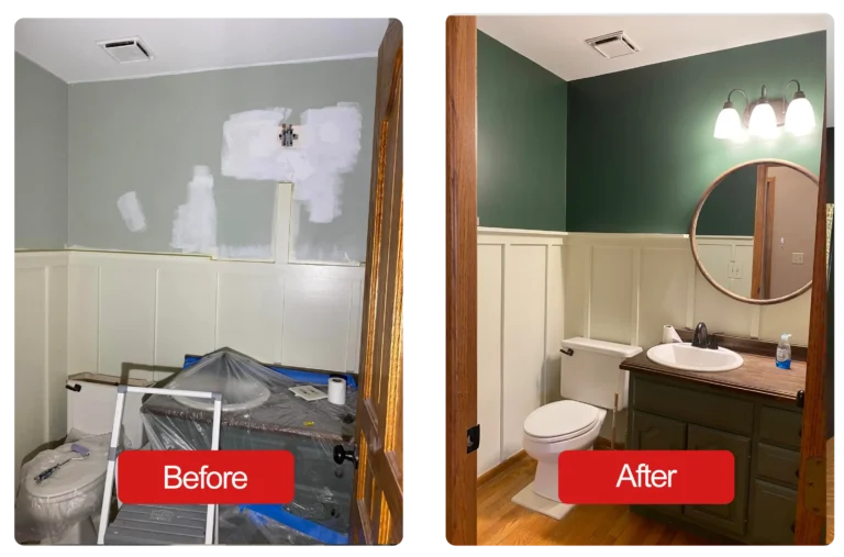 3Before and after of interior painting project by CnC Home Improvement LLC