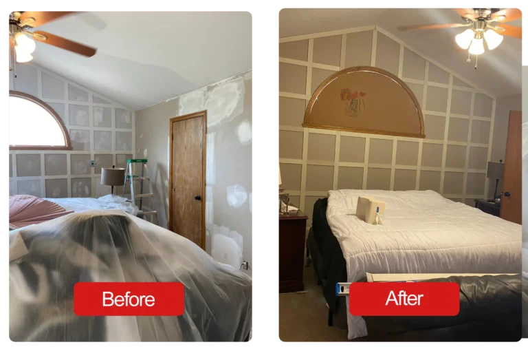 Before and after of interior painting project by CnC Home Improvement LLC