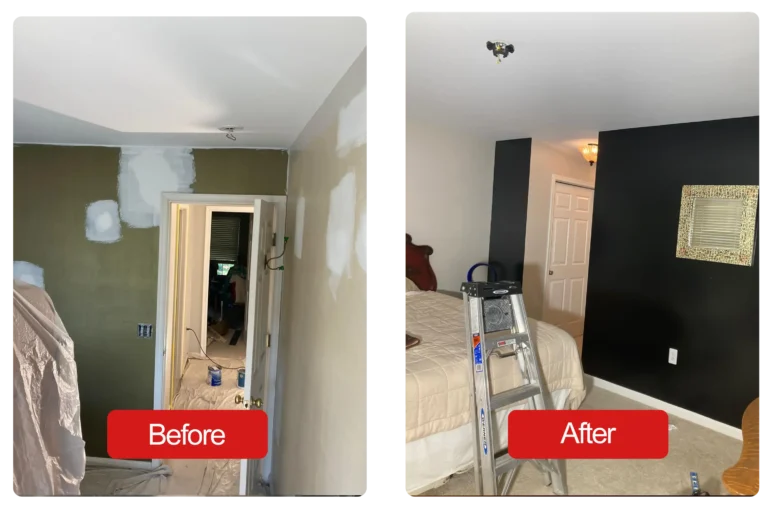 2Before and after of interior painting project by CnC Home Improvement LLC